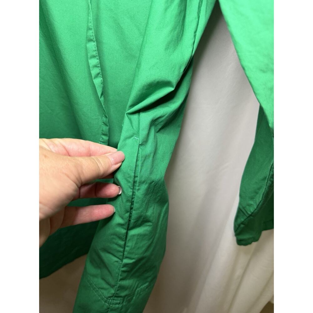 Banana Republic M Tie Neck Poplin Mini Dress Green Relaxed Body And Sleeves - Picture 7 of 7
